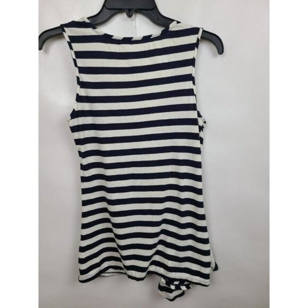 Anthropologie Little Yellow Button Womens Tank Top Small Navy White Striped BOHO - Picture 7 of 7